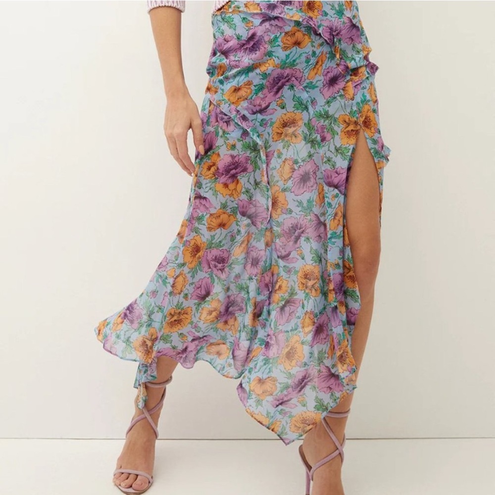 Veronica Beard Purple Blue Asymmetrical Wrap Midi Skirt